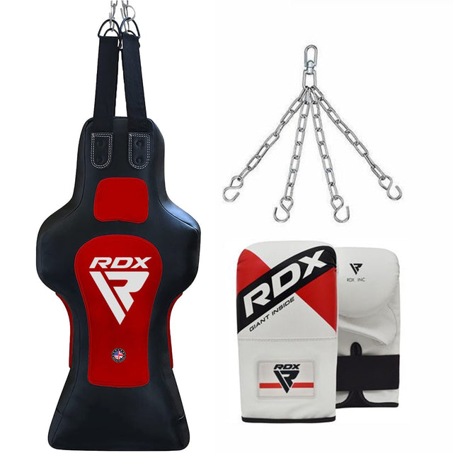 RDX TDR Punch Bag Dummy (3-in-1) — 3ft Hanging Filled Torso Bag + Bag Mitts Set (23kg)