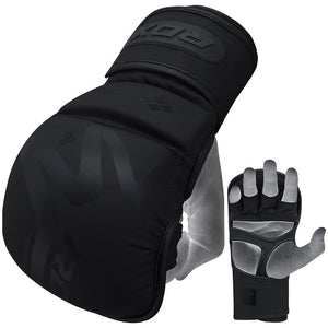 RDX T15 Noir MMA Handschuhe Sparring in Schwarz Kunstleder